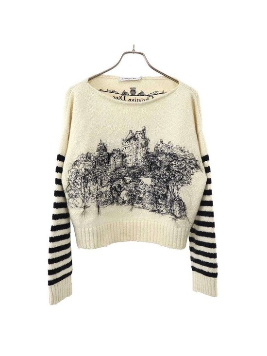 Christian Dior Sweaters - Dior Toile de Jouy Scottish Blend Knit Sweater Ivory Black